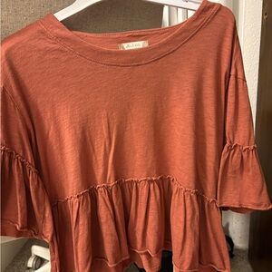 Altar'd State Terracotta Ruffle Sleeve Top